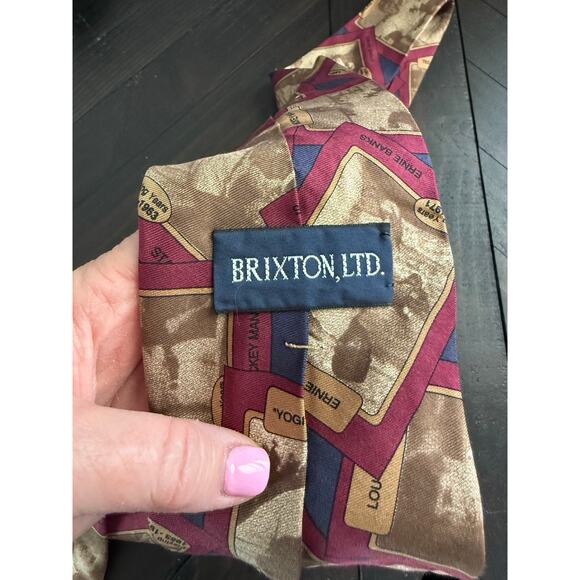 Brixton, Ltd. Vintage Baseball Card Novelty Tie 100% Silk Made in America - Picture 3 of 4